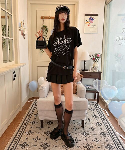 NICK&NICOLE(ニックアンドニコール)の「BIG BUTTERFLY SLEEVE TOP_BLACK WHITE(Tシャツ/カットソー・レディース・その他・FREE)」の9枚目の写真