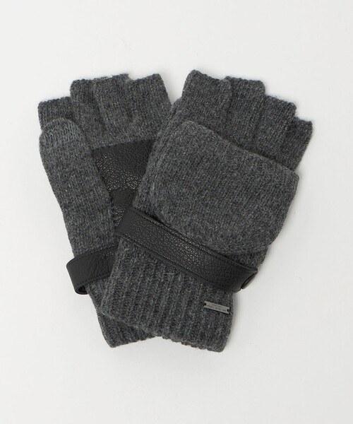 green label relaxing(グリーンレーベルリラクシング)の「ミトン ベルト グローブ -タッチパネル対応-(手袋・メンズ・ダークオレンジ/グレー系/ブラック・FREE)」の2枚目の写真