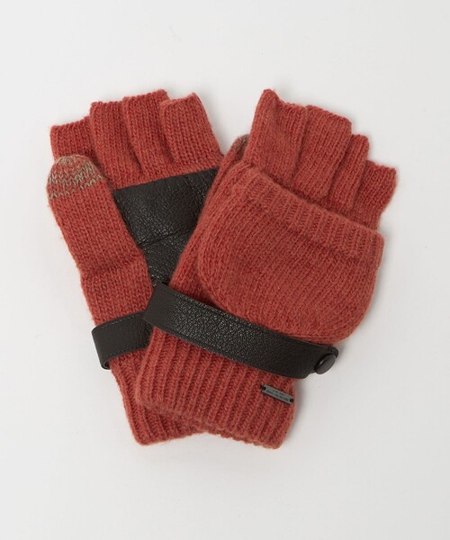 green label relaxing(グリーンレーベルリラクシング)の「ミトン ベルト グローブ -タッチパネル対応-(手袋・メンズ・ダークオレンジ/グレー系/ブラック・FREE)」の4枚目の写真