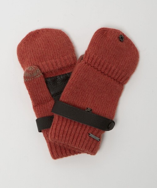 green label relaxing(グリーンレーベルリラクシング)の「ミトン ベルト グローブ -タッチパネル対応-(手袋・メンズ・ダークオレンジ/グレー系/ブラック・FREE)」の9枚目の写真
