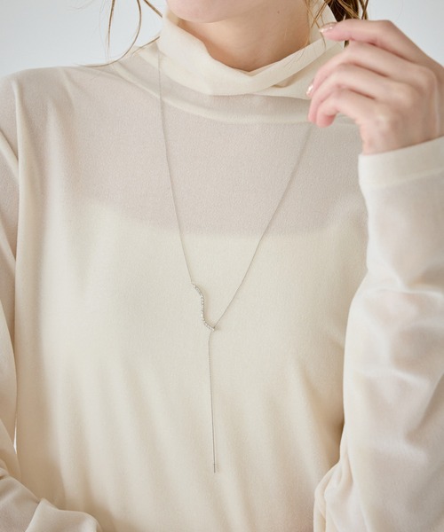 ROPE' PICNIC（ロペピクニック）の「ガラスカーブラインY字ネックレス（ネックレス・レディース・ゴールド/シルバー・FREE）」の4枚目の写真