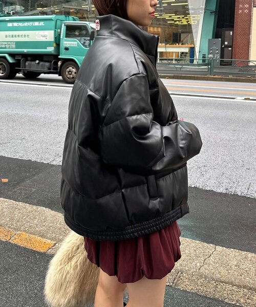 CIAOPANIC(チャオパニック)の「フェイクレザーパフジャケット(ブルゾン・レディース・ブラウン/ブラック・FREE)」の5枚目の写真