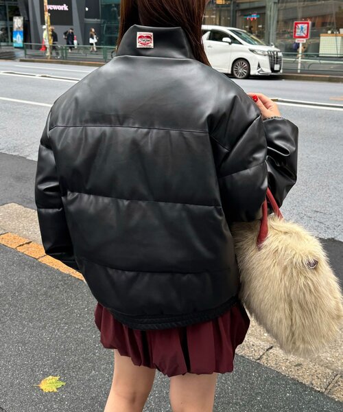 CIAOPANIC(チャオパニック)の「フェイクレザーパフジャケット(ブルゾン・レディース・ブラウン/ブラック・FREE)」の6枚目の写真