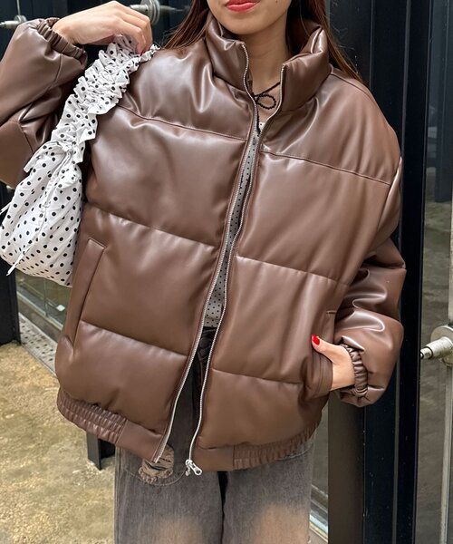 CIAOPANIC(チャオパニック)の「フェイクレザーパフジャケット(ブルゾン・レディース・ブラウン/ブラック・FREE)」の10枚目の写真