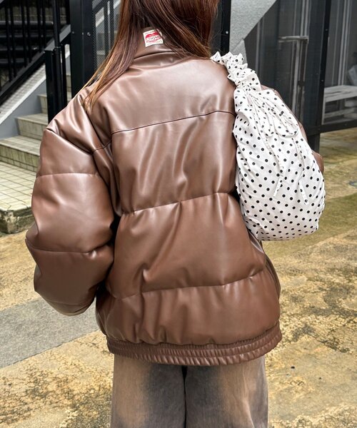 CIAOPANIC(チャオパニック)の「フェイクレザーパフジャケット(ブルゾン・レディース・ブラウン/ブラック・FREE)」の12枚目の写真