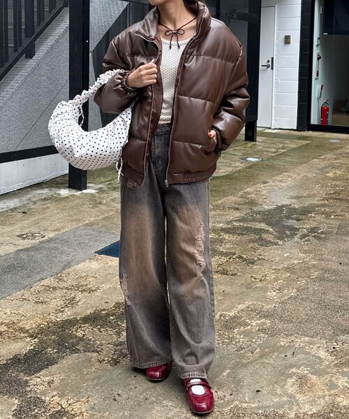 セール】フェイクレザーパフジャケット（ブルゾン）｜CIAOPANIC