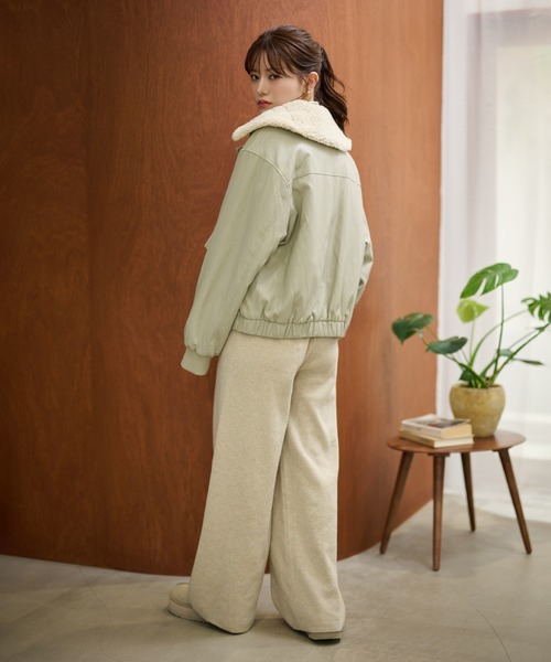 LAULEN（ローレン）の「boa collar fly front blouson /ボアカラーフライフロントダブルポケットブルゾン（ブルゾン・レディース・ブラック/モスグリーン・FREE）」の16枚目の写真