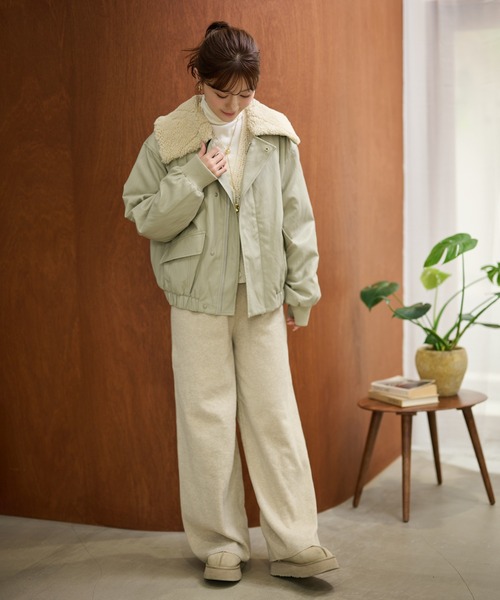 LAULEN（ローレン）の「boa collar fly front blouson /ボアカラーフライフロントダブルポケットブルゾン（ブルゾン・レディース・ブラック/モスグリーン・FREE）」の17枚目の写真