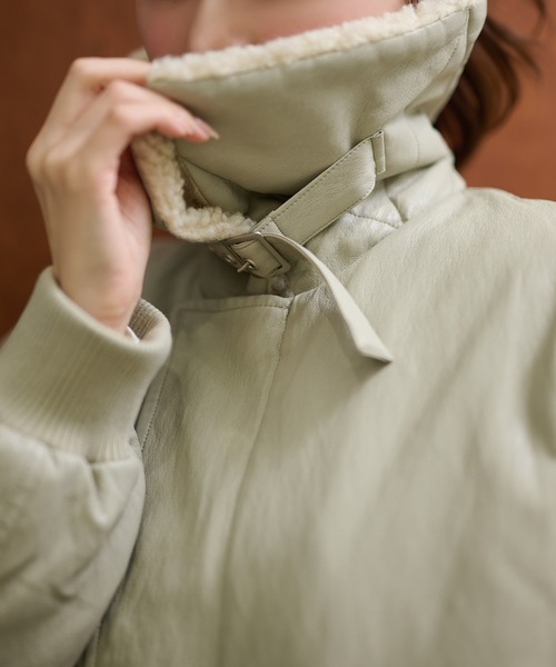 LAULEN（ローレン）の「boa collar fly front blouson /ボアカラーフライフロントダブルポケットブルゾン（ブルゾン・レディース・ブラック/モスグリーン・FREE）」の22枚目の写真