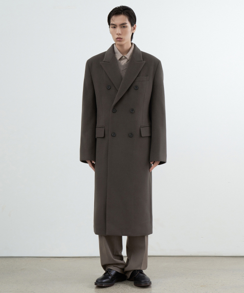 MUSINSA STANDARD（ムシンサスタンダード）の「カシミヤブレンドマスキュリンダブルチェスターフィールドロングコート[カーキブラウン]（チェスターコート・メンズ・その他・MEDIUM/XX-LARGE/X-LARGE/LARGE）」の3枚目の写真