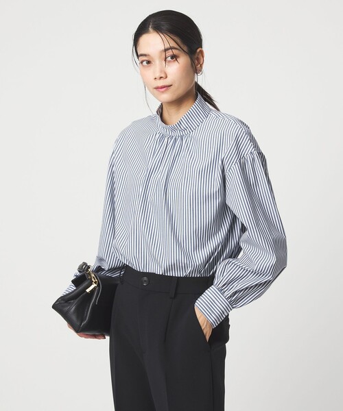 green label relaxing（グリーンレーベルリラクシング）の「［size SHORTあり］ハイネック ボリューム スリーブ ブラウス（シャツ/ブラウス・レディース・ホワイト/ネイビー/その他1・FREE/SHORT）」の3枚目の写真