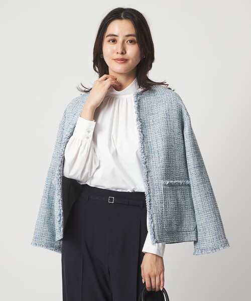 green label relaxing（グリーンレーベルリラクシング）の「［size SHORTあり］ハイネック ボリューム スリーブ ブラウス（シャツ/ブラウス・レディース・ホワイト/ネイビー/その他1・FREE/SHORT）」の5枚目の写真