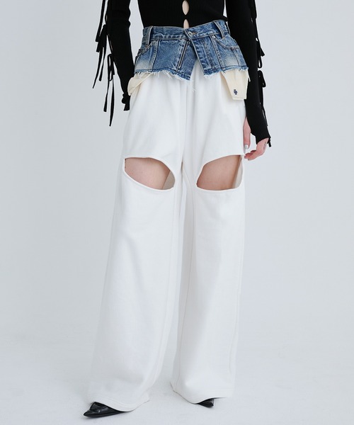 SORIN(ソリン )の「Slit Design Wide Sweat Pants/スリットデザインワイドスウェットパンツ(スウェットパンツ・レディース・ブラック/ホワイト・38)」の1枚目の写真