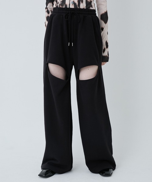 SORIN(ソリン )の「Slit Design Wide Sweat Pants/スリットデザインワイドスウェットパンツ(スウェットパンツ・レディース・ブラック/ホワイト・38)」の2枚目の写真