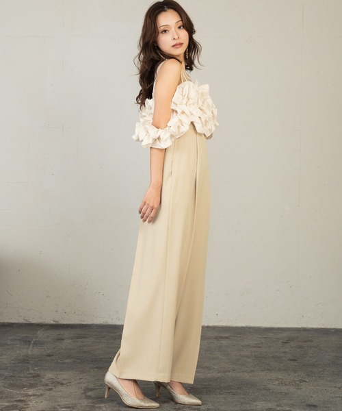 2026春新作》ボリュームフリルビスチェ シアー オールインワン パンツ