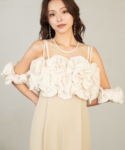 girl(ガール)の「ボリュームフリルビスチェ シアー オールインワン パンツドレス セット 結婚式 パーティードレス オケージョンドレス パンツスタイル お呼ばれ 二次会 成人式 同窓会 謝恩会(パンツドレス・レディース・ベージュ系/グレー系その他/オレンジ系その他・S/M/L/2L)」の20枚目の写真