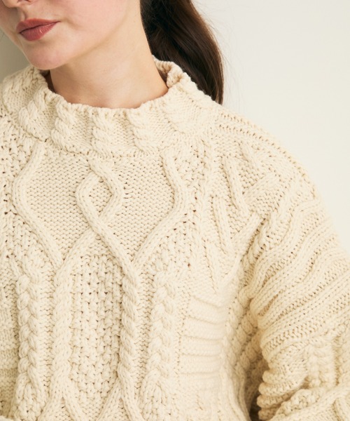 Lunea（ルネア）の「デザインオーバーニット（ニット/セーター・レディース・ベージュ/ブラウン・FREE）」の19枚目の写真