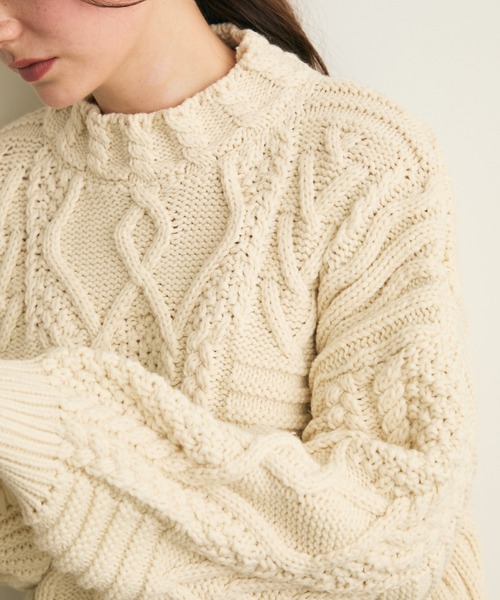 Lunea（ルネア）の「デザインオーバーニット（ニット/セーター・レディース・ベージュ/ブラウン・FREE）」の20枚目の写真