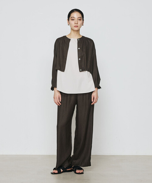 Gabardine K.T(ギャバジンケーティー)の「〔 +サイズ 〕 麻調合繊 レイヤードブルゾン(シャツ/ブラウス・レディース・キナリ/ブラック・13号/17号)」の13枚目の写真