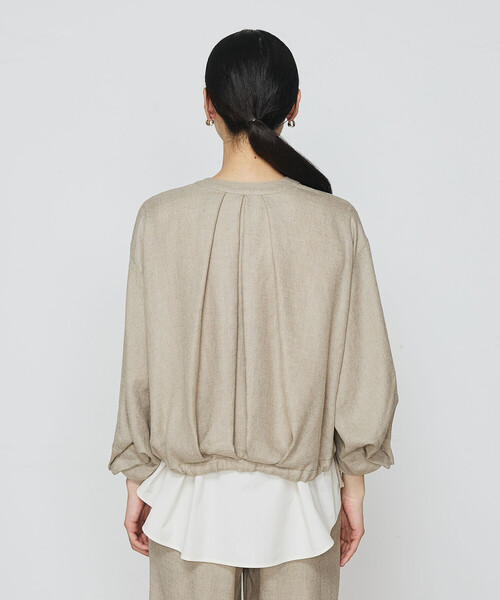 Gabardine K.T(ギャバジンケーティー)の「〔 +サイズ 〕 麻調合繊 レイヤードブルゾン(シャツ/ブラウス・レディース・キナリ/ブラック・13号/17号)」の20枚目の写真