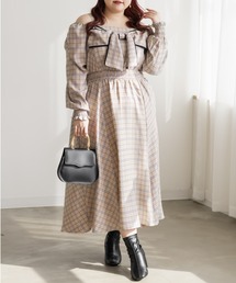 CLETTE（クレット）の「CLETTEオリジナルチェック柄2WAYリボンワンピース（ワンピース）」