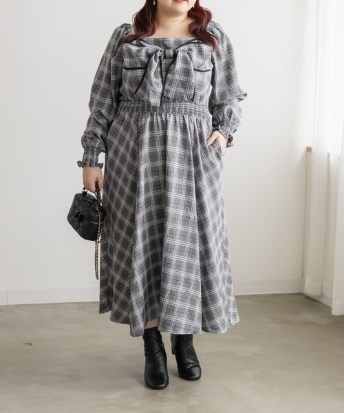 CLETTEオリジナルチェック柄2WAYリボンワンピース（ワンピース