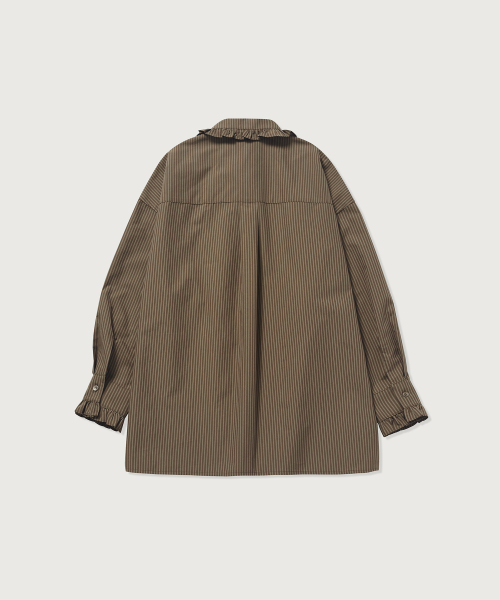 Between A and B（ビトウィーンエイアンドビー）の「ストライプトリミングオーバーサイズシャツ[ブラウン]（シャツ/ブラウス・レディース・ライトブラウン・FREE）」の6枚目の写真