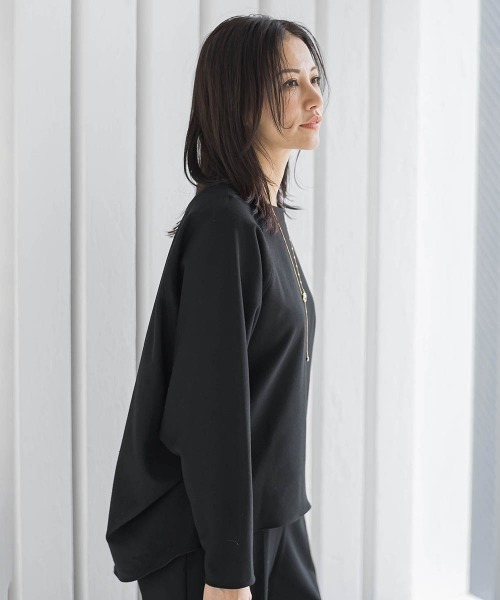LAUTREAMONT（ロートレアモン）の「両面起毛ドロップショルダーブラウス≪洗える/セットアップ対応≫（シャツ/ブラウス・レディース・ブラック/ベージュ・9号）」の6枚目の写真