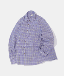 Detachable Crease Check Shirt S167 Purple Black
