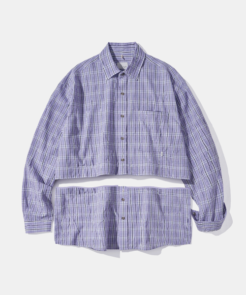 Diamond Layla（ダイアモンドレイラ）の「Detachable Crease Check Shirt S167 Purple Black（シャツ/ブラウス・レディース・その他・MEDIUM/LARGE/X-LARGE）」の3枚目の写真