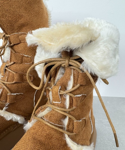 セール】11D74-NK 2WAY 厚底 ファー レースアップ ムートンブーツ