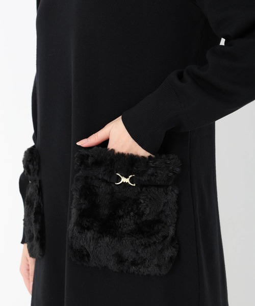 UNIVERVAL MUSE(ユニバーバル ミューズ)の「フェリーナ_フェイクファーポケットワンピース(ワンピース・レディース・ブラック・2)」の9枚目の写真
