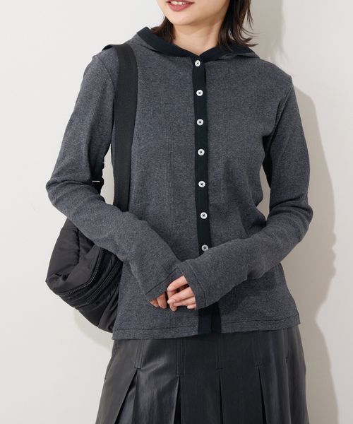 MILLER（ミラー）の「別注【MILLER/ミラー】 for JOURNAL STANDARDフードリブカーデ（Tシャツ/カットソー・レディース・ピンク/ブラウン/ブルー/ブラック系その他・FREE）」の9枚目の写真