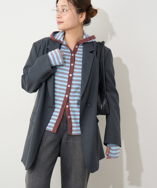 MILLER（ミラー）の「別注【MILLER/ミラー】 for JOURNAL STANDARDフードリブカーデ（Tシャツ/カットソー・レディース・ピンク/ブラウン/ブルー/ブラック系その他・FREE）」の17枚目の写真