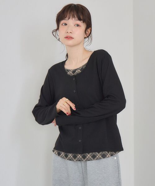 RETRO GIRL(レトロガール)の「Fレイヤードクルーネックカーデ(Tシャツ/カットソー・レディース・ブラック/ライトグレー/ブラウン・FREE)」の10枚目の写真
