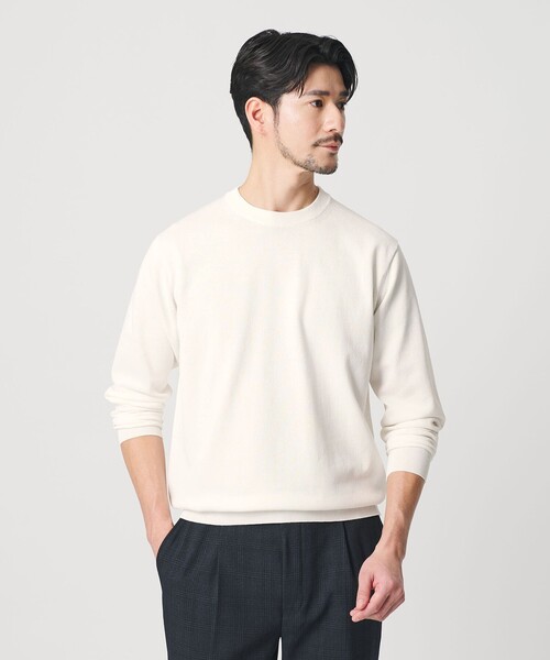 BEAUTY&YOUTH UNITED ARROWS（ビューティーアンドユースユナイテッドアローズ）の「【WEB限定 WARDROBE SMART】KOUKIN ハイゲージ ニット クルーネック【抗菌・防臭】（ニット/セーター・メンズ・ホワイト/ネイビー/ブラック・S/M/L/XL）」の4枚目の写真