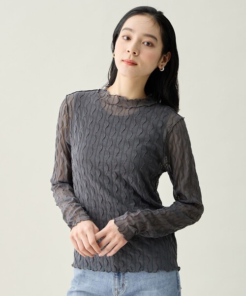ANY(エニィ)の「レースインナートップス(Tシャツ/カットソー・レディース・グレー系/アイボリー系/ライトイエロー系・F)」の2枚目の写真