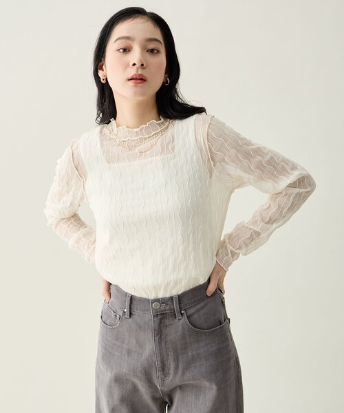 ANY(エニィ)の「レースインナートップス(Tシャツ/カットソー・レディース・グレー系/アイボリー系/ライトイエロー系・F)」の3枚目の写真