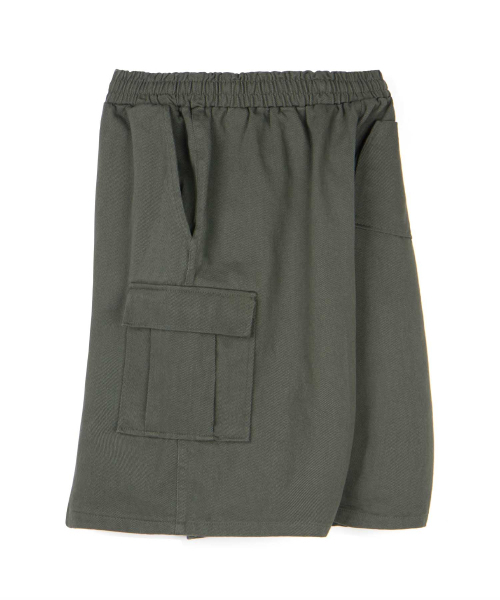 THAT'S IT（ザッツイット）の「コットンデニムワイドカーゴショートパンツ[カーキ]（その他パンツ・レディース・カーキ・LARGE/MEDIUM/X-LARGE）」の3枚目の写真