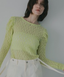 MANOF（マノフ）の「GATHERED SLEEVES LACE CUT TOPS（Tシャツ/カットソー）」