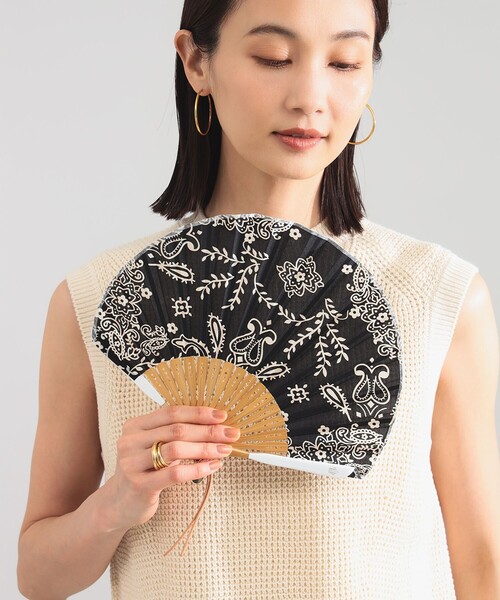 manipuri（マニプリ）の「ｍanipuri / カレイド バンダナ 扇子（扇子/うちわ・レディース・ブラック/ホワイト・ONE SIZE）」の2枚目の写真
