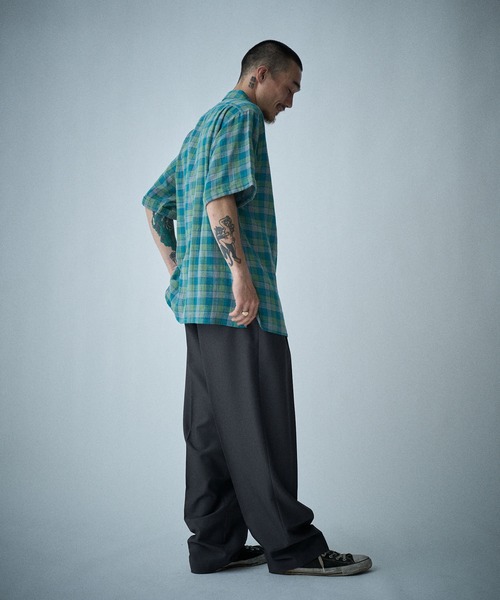THE BOLDMAN(ザ ボールドマン)の「Madras Check Shirts / マドラスチェック半袖シャツ(シャツ/ブラウス・メンズ・ブラック/グリーン・LARGE/MEDIUM)」の7枚目の写真