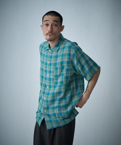 THE BOLDMAN(ザ ボールドマン)の「Madras Check Shirts / マドラスチェック半袖シャツ(シャツ/ブラウス・メンズ・ブラック/グリーン・LARGE/MEDIUM)」の5枚目の写真