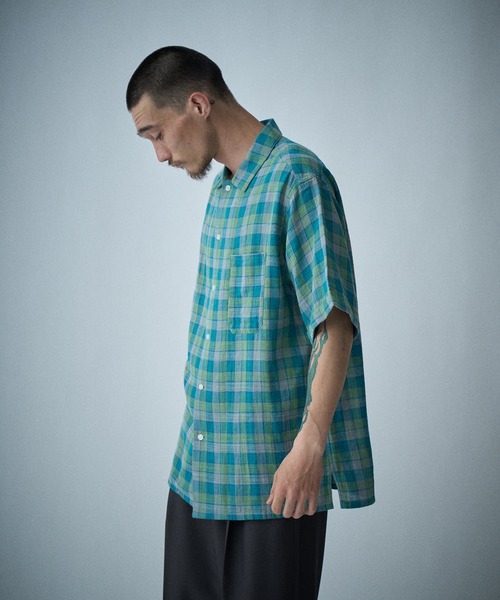 THE BOLDMAN(ザ ボールドマン)の「Madras Check Shirts / マドラスチェック半袖シャツ(シャツ/ブラウス・メンズ・ブラック/グリーン・LARGE/MEDIUM)」の3枚目の写真