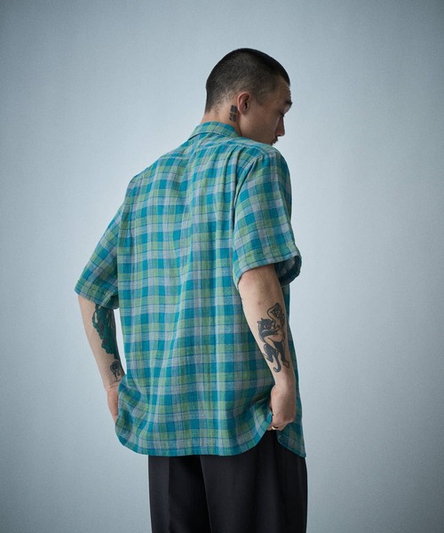 THE BOLDMAN(ザ ボールドマン)の「Madras Check Shirts / マドラスチェック半袖シャツ(シャツ/ブラウス・メンズ・ブラック/グリーン・LARGE/MEDIUM)」の4枚目の写真
