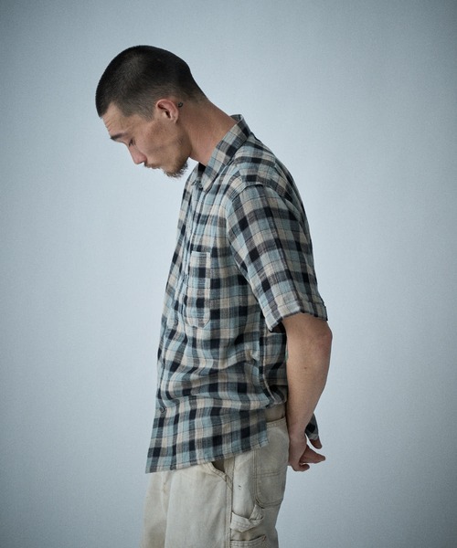 THE BOLDMAN(ザ ボールドマン)の「Madras Check Shirts / マドラスチェック半袖シャツ(シャツ/ブラウス・メンズ・ブラック/グリーン・LARGE/MEDIUM)」の9枚目の写真