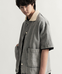 DRAW.M（ドローエム）の「ニットカラー デニム ハーフジャケット (グレー)（デニムジャケット）」