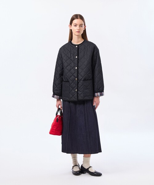 MACKINTOSH PHILOSOPHY（ﾏｯｷﾝﾄｯｼｭ ﾌｨﾛｿﾌｨｰ）の「【ROYTON MIDDLE WIDE(ロイトンミドルワイド)】（ノーカラーコート・レディース・ベージュ/ネイビー・36/38）」の13枚目の写真