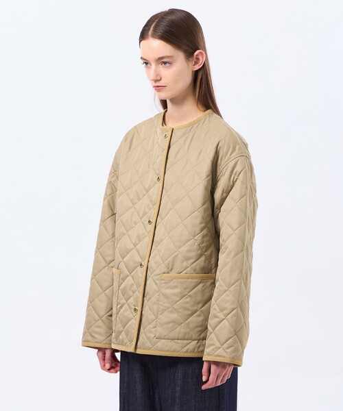 MACKINTOSH PHILOSOPHY（ﾏｯｷﾝﾄｯｼｭ ﾌｨﾛｿﾌｨｰ）の「【ROYTON MIDDLE WIDE(ロイトンミドルワイド)】（ノーカラーコート・レディース・ベージュ/ネイビー・36/38）」の10枚目の写真