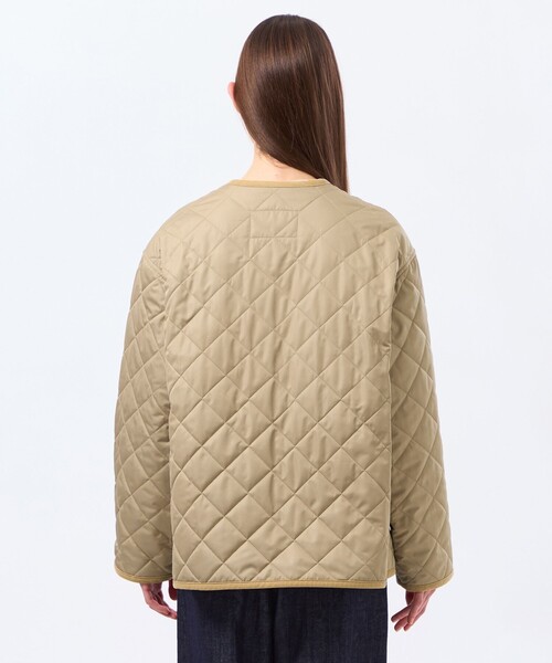 MACKINTOSH PHILOSOPHY（ﾏｯｷﾝﾄｯｼｭ ﾌｨﾛｿﾌｨｰ）の「【ROYTON MIDDLE WIDE(ロイトンミドルワイド)】（ノーカラーコート・レディース・ベージュ/ネイビー・36/38）」の9枚目の写真